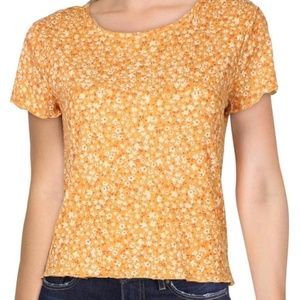 Self E brand Orange Floral Waffle T- Shirt XS